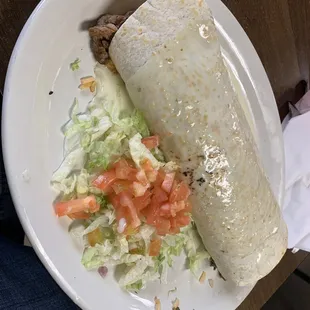 a burrito and salad