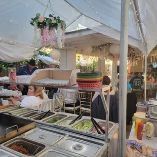 a group of people eating