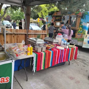a food stand with food on it