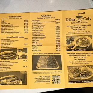 a menu for a deli