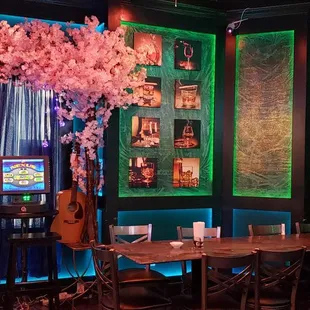 a dining room with tables and chairs