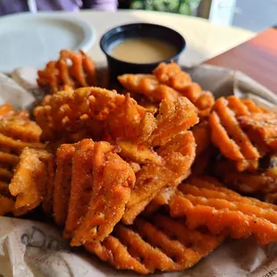 Sweet potato fries with a maple honey mustard sauce