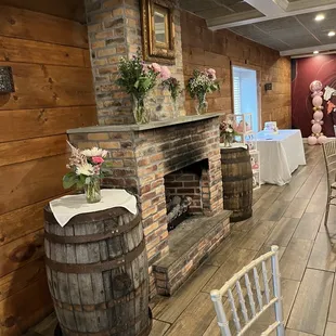 Beautiful fireplace with our flowers.