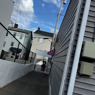 a view of a residential street