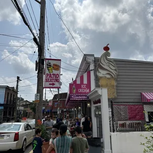 people walking down the street