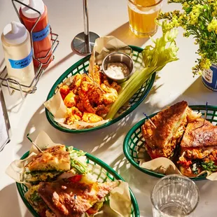 a variety of food items on a table