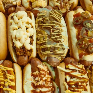 a variety of hot dogs