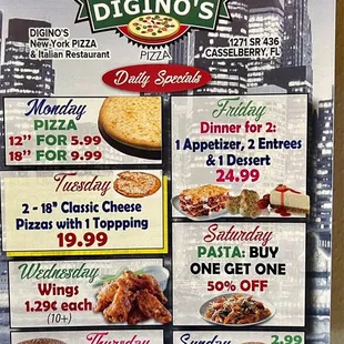 Daily Specials &amp; Full Menu