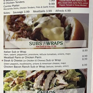 Appetizers  Subs/ Wraps Salads