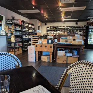the interior of a wine shop
