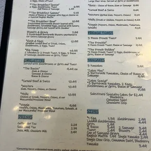 Menu as of December 2024