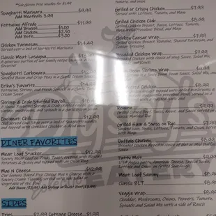 Dinner and Lunch Menu