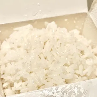 Side of rice is perfectly cooked.