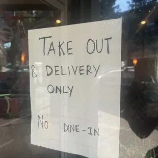"No Dine-In" as of August 2024, all the chairs are stacked onto tables pushed against the wall