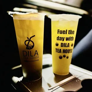 Evening refresher. Fresh squeezed sugarcane.  One with boba. Other with aloe.