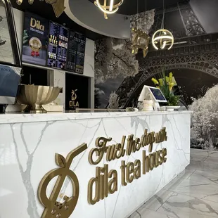 Counter with ordering kiosks