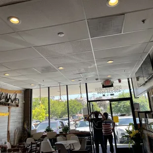 two people in a restaurant