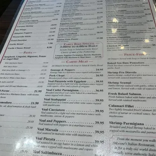 Huge menu back side