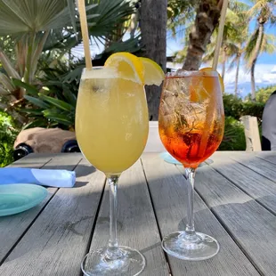 two drinks on a table