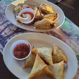 Buffalo Wings and Veggies Sombusa
