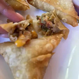 Inside the veggie sambusa. Yummy!
