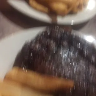 two plates of food on a table