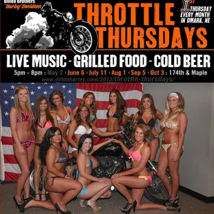 Throttle Thursdays First Thursday Every Month this summer 2013 at Dillon Brothers Harley-Davidson