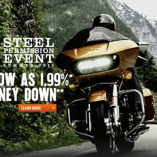 Harley-Davidson is offering finance rates as low as 1.99% OR no money down WAC. For full details visit http://www.dillonharle...