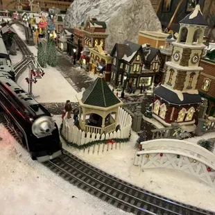 Trains running on tracks.