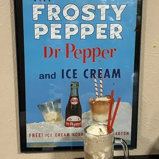 Dr Pepper Floats. Delicious!! They also have root beer floats!