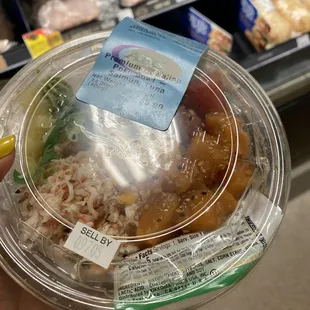 Poke bowl with salmon and tuna