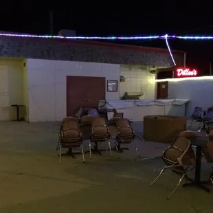 Back patio heaters and a fire pit for those who get hot want some ambiance or a smoke...