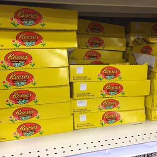 boxes of tea on a shelf