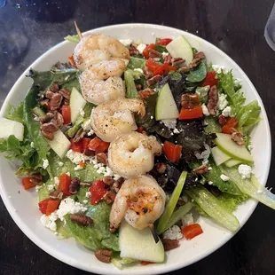 The strand salad , small size with grilled shrimp