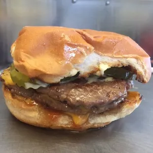 a burger on a bun