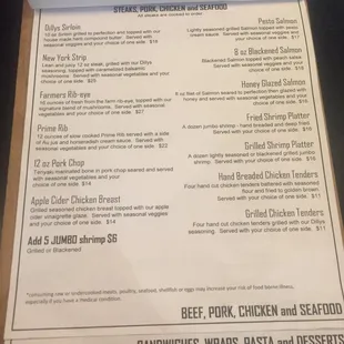 Beef, pork, chicken, &amp; seafood