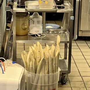 a kitchen with a lot of utensils
