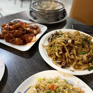 a variety of asian food