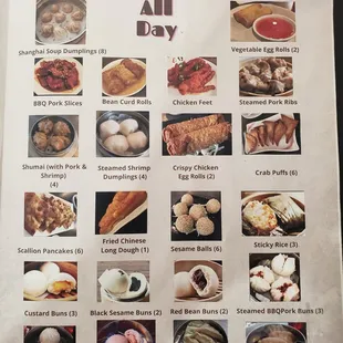 Back page of the menu