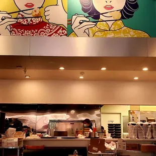 a woman and a man in a restaurant