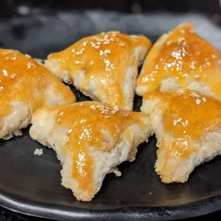 a plate of baked pastries