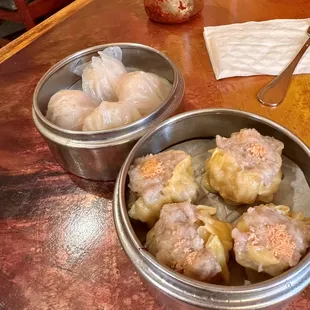 1. Ha-Gau (Shrimp Dumpling) (left) 2. Pork Dumpling (right)