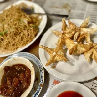 a variety of food items on a table