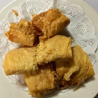 214. Pan Fried Shrimp in Tofu Skin Rolls