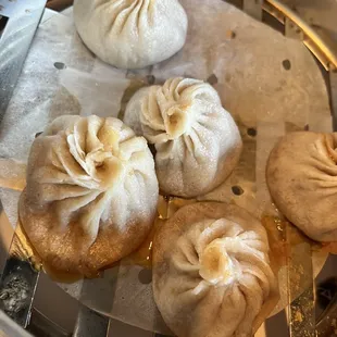 dumplings in a steamer basket