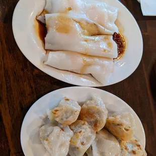 Fried pork dumplings + shrimp crepes