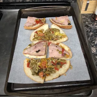 Muffaletta to be put in oven cuz cheese not melted