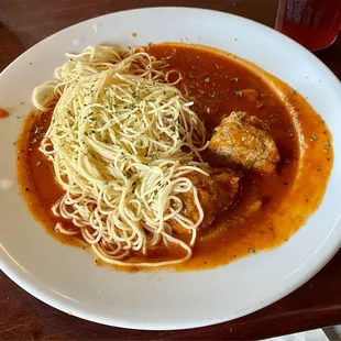 Spaghetti and meatballs at DiMartino&apos;s in Covington.