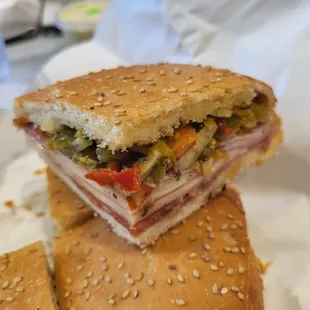 Small muffuletta sandwich
