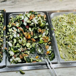 Greek salad and cabbage salad